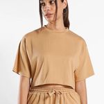 SheIn Oversize Polina Crop Cropped Crewneck T-Shirt Brown Medium Photo 0