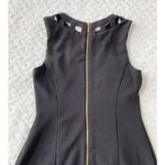 Eliza J  Black Sleeveless‎ Sheath Fit And Flare Pleated Cutout Mini Dress Photo 6