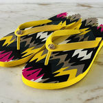 Coach  Alessa Yellow Hawk Feather Rubber Navajo Thin Flip-Flop - US 11 Photo 0