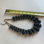 Black Bead & Gold Swirl Statement Necklace Photo 4