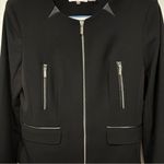Calvin Klein Black Zip Up Mixed Media Blazer Size 6 Photo 4