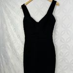 Tadashi Shoji  Black Bandage V Neck Sleeveless Bodycon Cocktail Dress Size M Photo 4