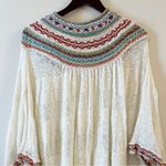 Free People Vacation Embroidered Sweater Knit Top Ivory Small 3/4 Sleeves Photo 11