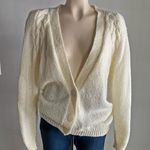 VINTAGE 80’s cream chunky knit deep V Photo 0