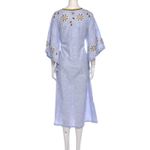 Mi Golondrina Blue Embroidered Midi Dress Mexican Artisan Size S Photo 1