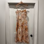 Amalie Floral Print Linen Blend Tea Length Dress Resort Wear Size 6 Orange Photo 9
