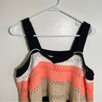 Striped Cold Shoulder Sweater Loose Knit Beige Black Peach S Photo 3