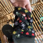 Free People  Lisbon Chunky Platform Heels Black Suede Flower‎ Embroidery Size 39 Photo 3