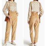 byTiMo Layered Floral Check Printed Satin Jacquard Button Down Shirt Size Small Tan Photo 1