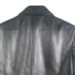 Q.U.E Genuine Lambskin Leather Blazer Jacket Black Size L Lined Button Front Size L Photo 10