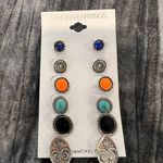 Elegant Silver and Multicolor Fashion Earrings Set Orange Photo 0