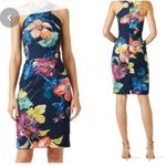 Trina Turk Ace Blue Floral Sheath Halter Dress Photo 1