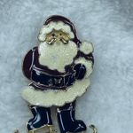 Christmas Santa On Ice Skates Jewelry Pin Brooch Articulated Moving Legs Enamel Photo 14