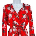 Roxy Red Floral Long-Sleeve V-neck Romper Size Small Photo 1