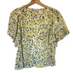 VERO MODA Aware by women's small patterned yellow green flutter sleeve blouse Photo 0