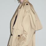 ZARA coat jacket overcoat trench duster long beige tan casual Photo 10