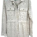 Free People Set The Tone Jumpsuit Eyelet Coveralls Ivory Cream Size US 12 Photo 4