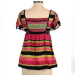 Nanette Lepore  | 100% Silk Babydoll Pink Stripe Y2K Vintage Blouse Size 4 Small Photo 2