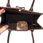 Liz Claiborne Vintage Brown Tapestry Purse with Faux Leather Handles and Trim Photo 4