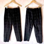Piazza Sempione Audrey black plaid velvet high waisted straight leg ankle pants Photo 1
