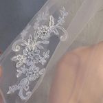 Wedding Veil Hip Length Veil Lace Edge 1T 60" Soft Tulle Bridal Veils with Comb (White) Photo 5