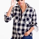 J.Crew Buffalo Plaid Wool Quarter Zip Pullover Navy XXS Photo 1