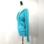 Eddie Bauer  Hoodie Teal Blue Full Zip Ribbed Hem Hood Size M Photo 4