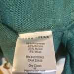 John + Jenn women's teal ruffle draped trim deep vneck nylon wool blend sweater Photo 3