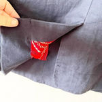 Juicy Couture Navy Cotton Peacoat Size Medium Gold Buttons Round Collar FLAW Photo 7