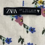 ZARA Women’s Linen Blend Floral Print Cottage Festival Crop Top Size Large White Photo 3