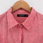 Ralph Lauren Lauren  XL Linen Red White Striped Short Sleeve Tie-Front Shirt‎ Photo 4