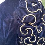 Vintage 80s Michael Marcella Black Velvet Dress Puff Sleeves Gold Knee Length 10 Photo 3