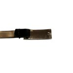 Women's black skinny adjustable leather belt with silver buckle Photo 5