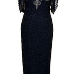NIGHT VOGUE Vintage Black Silk Beaded Dress Size undefined Photo 0