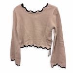 Commence NWT Commense Contrast Wave Bow Sweater Cropped Tan and Black size medium Photo 1