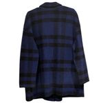 Aspen Blue & Black Plaid Wool Blend Oversized Open Cardigan Blanket Car Coat Size M Photo 1