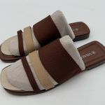 Vivaia Doris Square Toe Slide Sandal Old Money Knit Comfort Brown Cream Brown 8 Photo 1