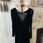 Vintage Black Velvet Whimsygoth Long Puff Sleeve Maxi Dress Size 8 Photo 5