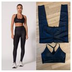 MPG Sportswear Black Faux Leather Sports Bra & Leggings Set Photo 1