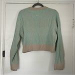 Nike Yoga Luxe Wool Blend Cable Knit Oversized Crewneck Sweater Mint Green Tan S Photo 3