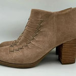 Franco Sarto  Destiny Suede Leather Boot  Topstitch Taupe Ankle Boots Size 8.5 Photo 0