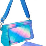 Think Royln Blue Lagoon Ombre Quilted Puffer Pouch RFID Protected Photo 0