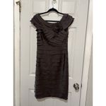 London Times Women’s Sable Brown Flutter Sleeve Cocktail Dress w/Rosette Size 6 Photo 4