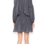Lucky Brand | XS | Gun Metal Matte Satin Drop Waist Tie Detail V-Neckline Dress Photo 3