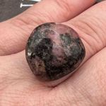 Handmade Handcrafted Large Rhodonite Stainless Steel Open Back Adjustable Ring Tumbled Photo 1