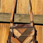 Fossil  MULTICOLOR PATCHWORK CROSSBODY BROWNS/TAN leather purse hobo lines fall Photo 0