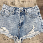 superdown  Blue Jean Shorts High-Waisted Distressed Photo 0