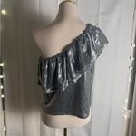 TCEC Silver Sequin Asymmetrical Blouse Photo 2
