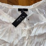 Lulus  Womens White Balloon Sleeve Bodysuit Tie‎ V-Neck Romantic Blouse S peasant Photo 4