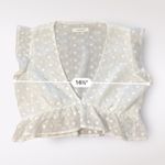 idem Ditto  Sheer White Floral Deep V-Neck Blouse Size M Lace Coquette Romantic‎ Photo 3